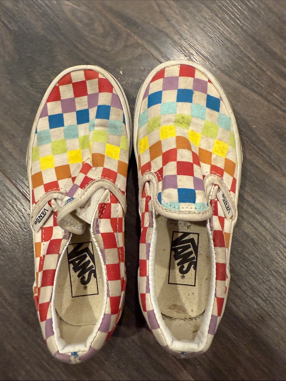 Vans Slip-On Rainbow Checkerboard Canvas Sneakers size 12 10:2